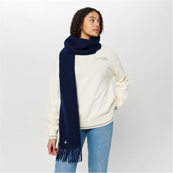 Jack Wills Scarf With Fringe Navy