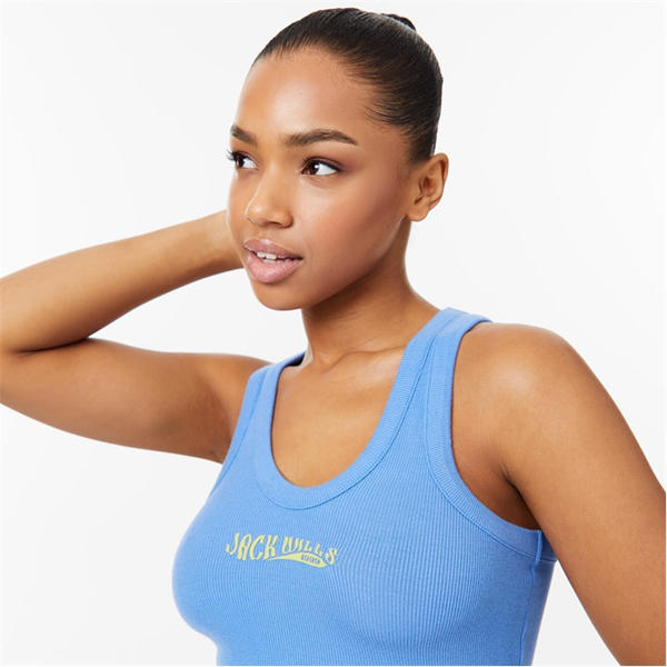 Jack Wills Scoop Neck Rib Tank Top Ultra Marine