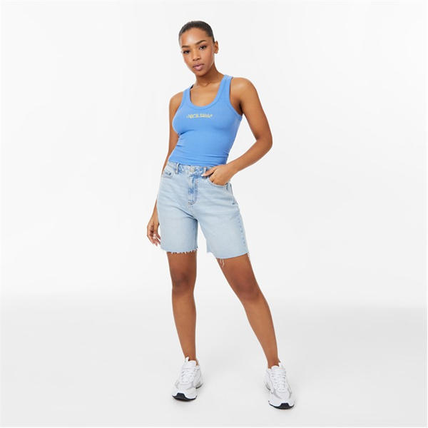 Jack Wills Scoop Neck Rib Tank Top Ultra Marine