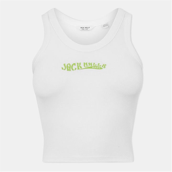 Jack Wills Scoop Neck Rib Tank Top Vintage White