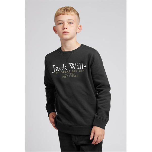 Jack Wills Script Crew Neck Sweatshirt Juniors Black