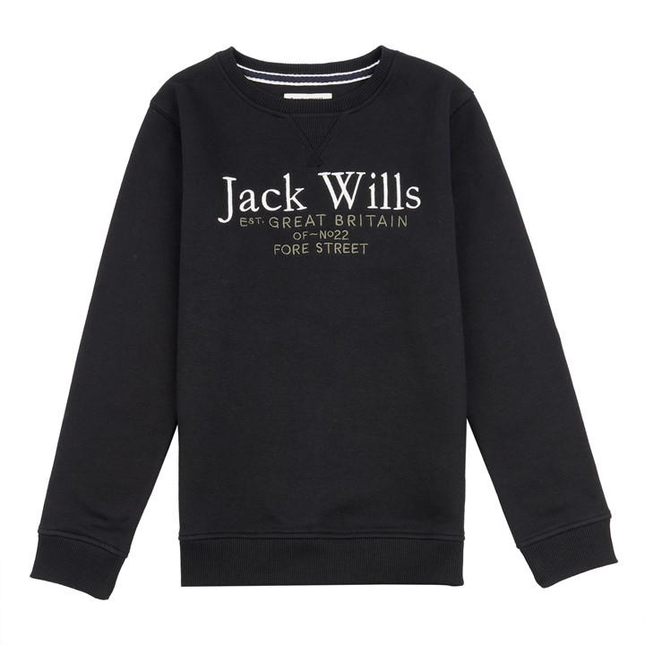 Jack Wills Script Crew Neck Sweatshirt Juniors Black
