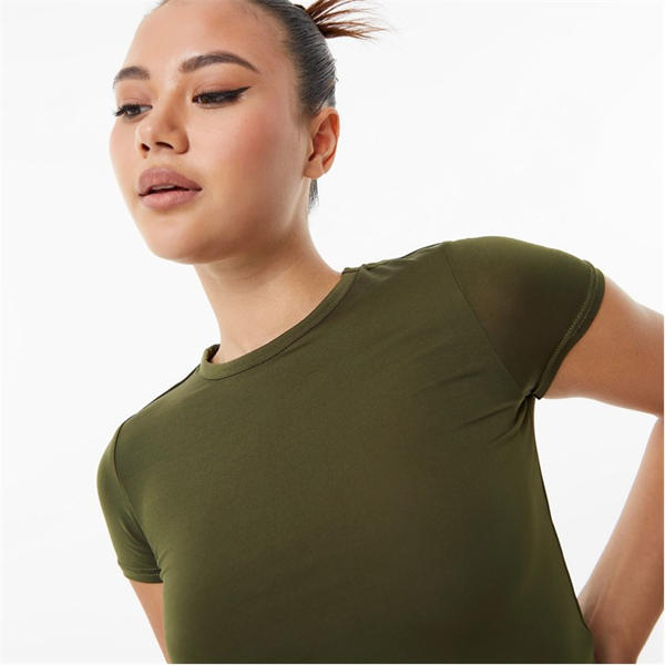 Jack Wills Second Skin Longline Baby Tee Khaki