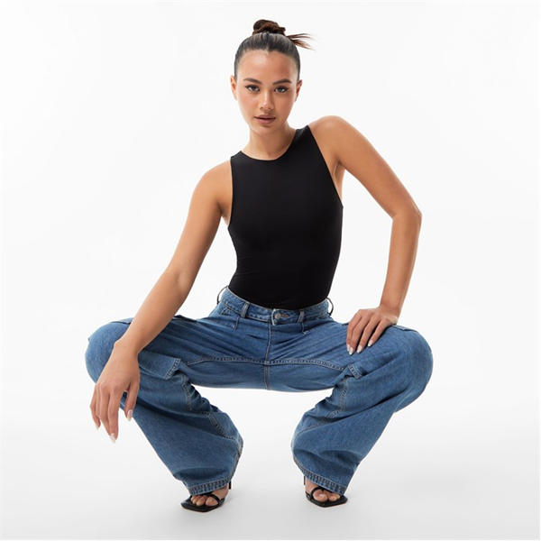 Jack Wills Second Skin Racer Bodysuit Black