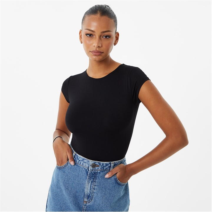 Jack Wills Second Skin Short Sleeve Bodysuit Black