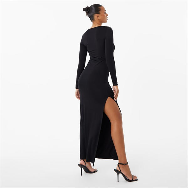 Jack Wills Second Skin Slit Maxi Dress Black