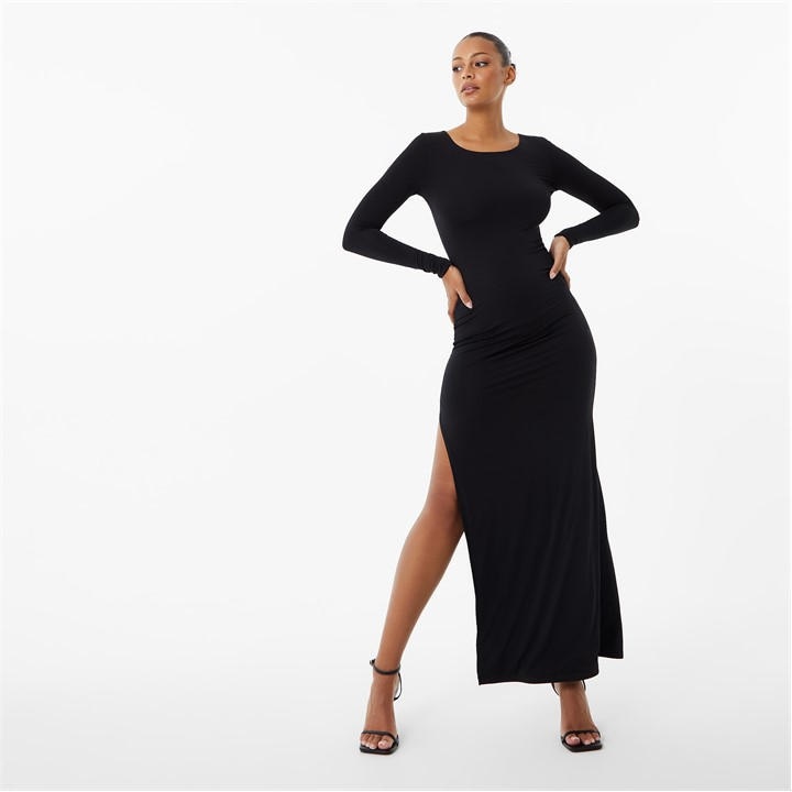 Jack Wills Second Skin Slit Maxi Dress Black