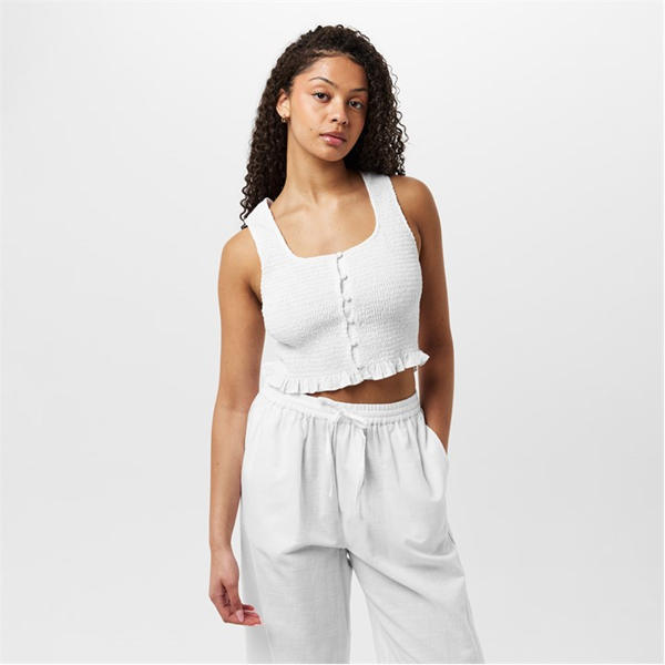 Jack Wills Shirred Tank Vintage White