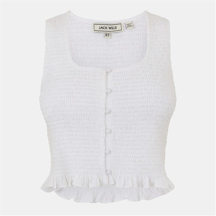 Jack Wills Shirred Tank Vintage White