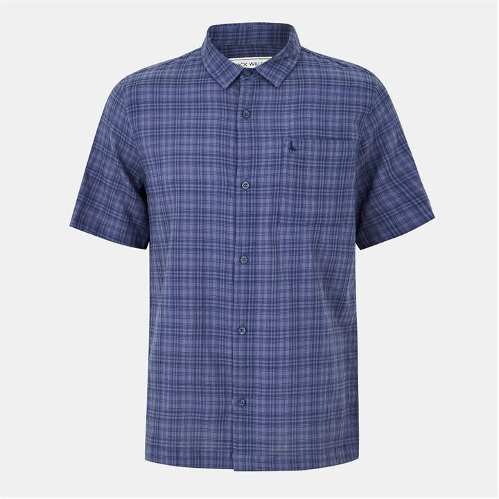 Jack Wills Short Sleeve Check Shirt Indigo