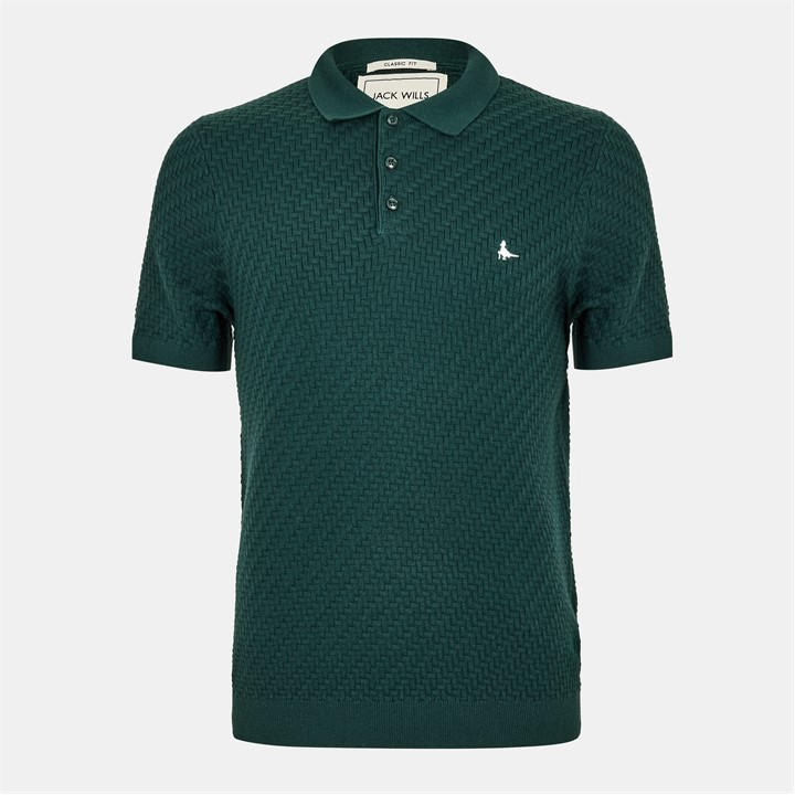 Jack Wills Short Sleeve Knit Polo Men Evergreen
