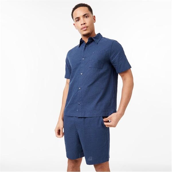 Jack Wills Short Sleeve Linen Shirt Navy
