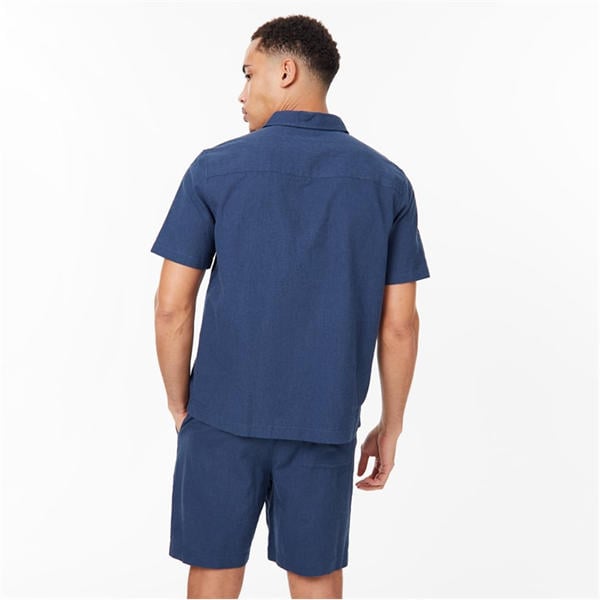 Jack Wills Short Sleeve Linen Shirt Navy