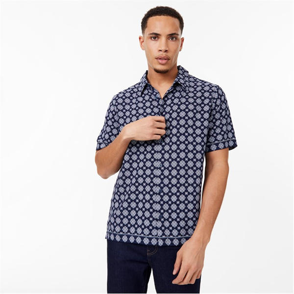 Jack Wills Short Sleeve Printed Shirt Navy