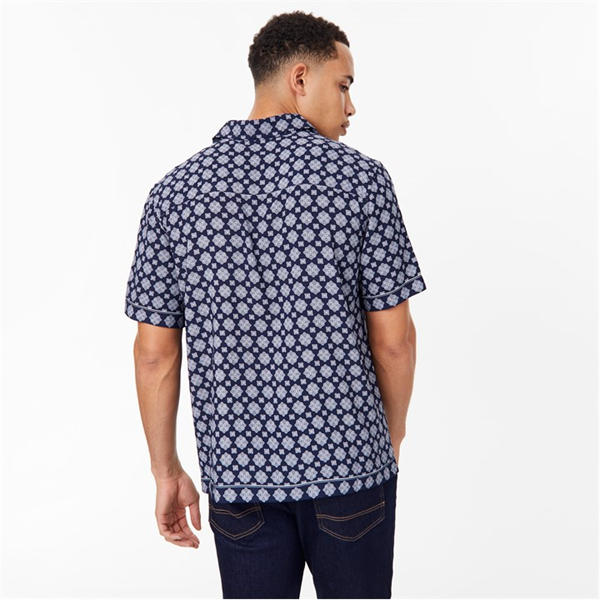 Jack Wills Short Sleeve Printed Shirt Navy