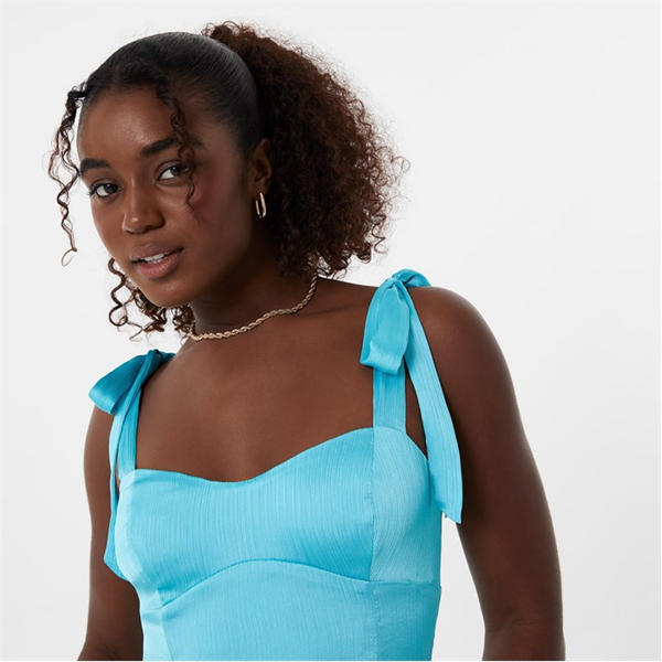 Jack Wills Shoulder Tie Midi Dress Turquoise