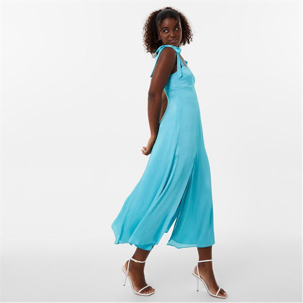 Jack Wills Shoulder Tie Midi Dress Turquoise