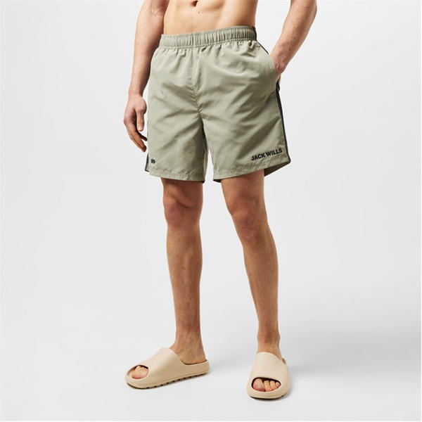 Jack Wills Side Stripe Swim Shorts Silver Sage
