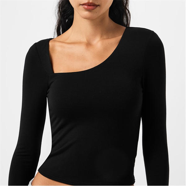 Jack Wills Slash Long Sleeve Top Womens Black