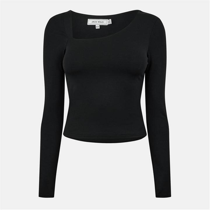 Jack Wills Slash Long Sleeve Top Womens Black