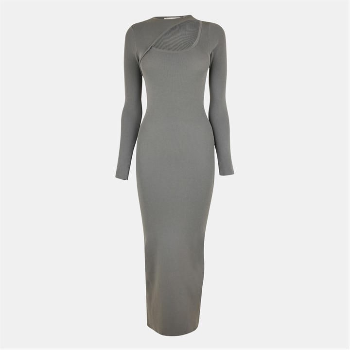 Jack Wills Slash Midi Dress Khaki