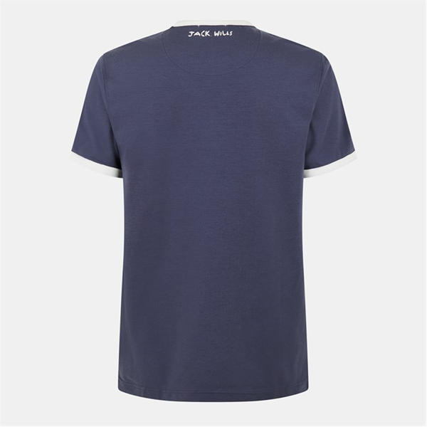 Jack Wills Sleeve Stripe Ringer T Shirt Night Sky