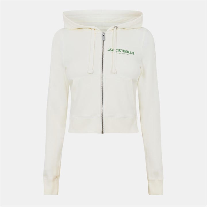 Jack Wills Slim Fit Zip Hoodie Vintage White
