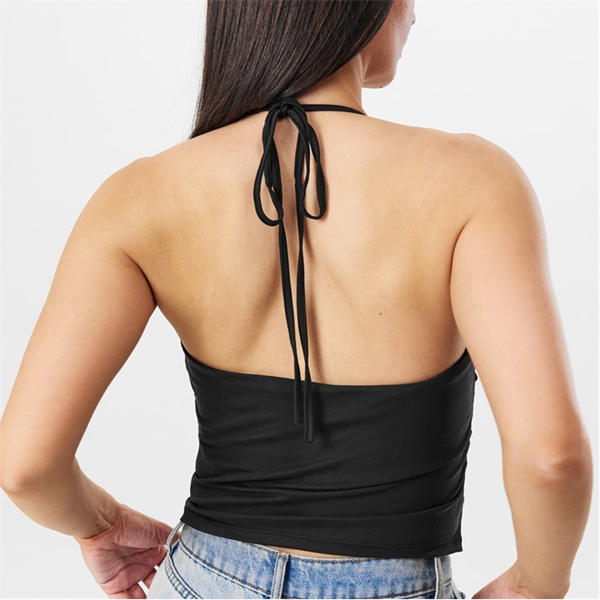 Jack Wills Slinky Halter Neck Top Black