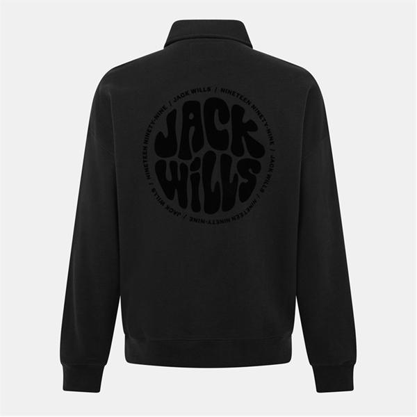 Jack Wills Slouch Quarter Zip Top Washed Black