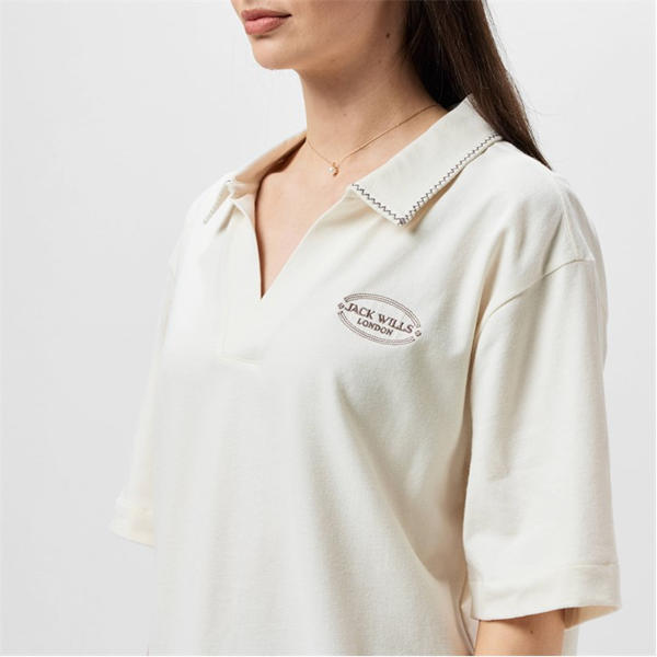 Jack Wills Slouchy Polo Shirt Vintage White
