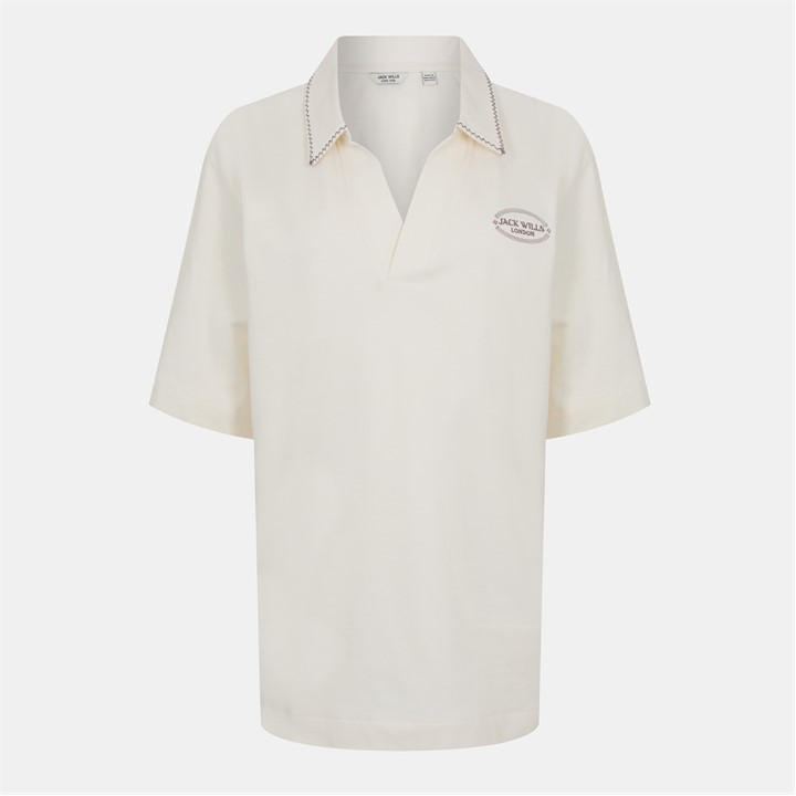 Jack Wills Slouchy Polo Shirt Vintage White