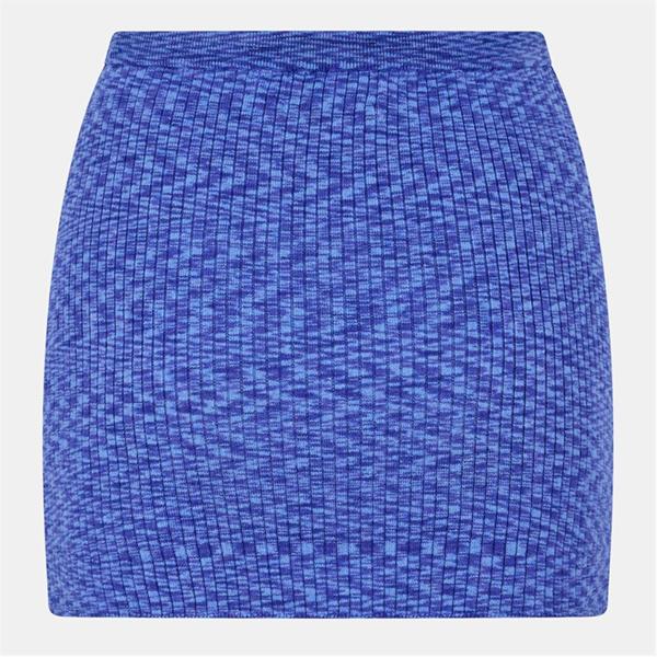 Jack Wills Space Dye Knit Rib Mini Skirt Blue Space Dye