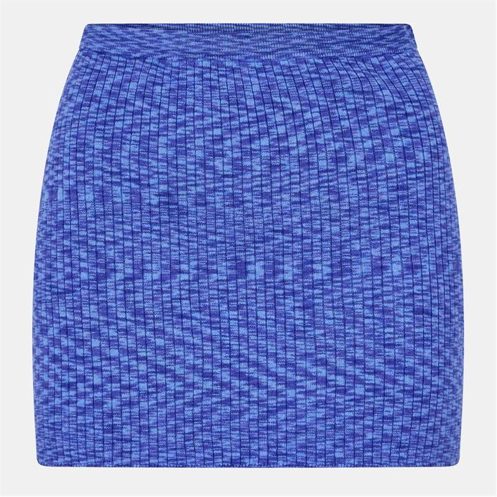 Jack Wills Space Dye Knit Rib Mini Skirt Blue Space Dye