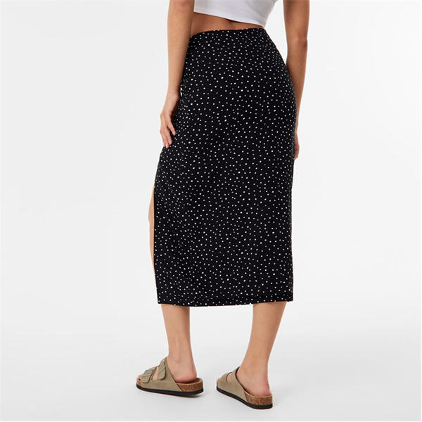 Jack Wills Split Midi Skirt Black Print