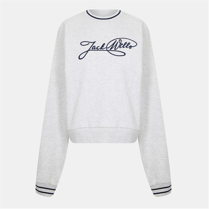 Jack Wills Sport Stripe Crew Sweater Light Heather