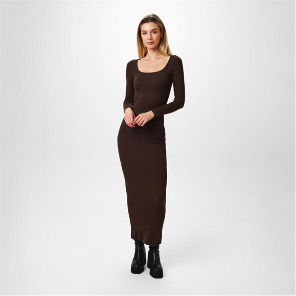 Jack Wills Square Neck Maxi Dress Cocoa