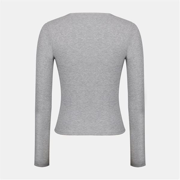 Jack Wills SquNeck LS Tee Ld54 Grey Marl