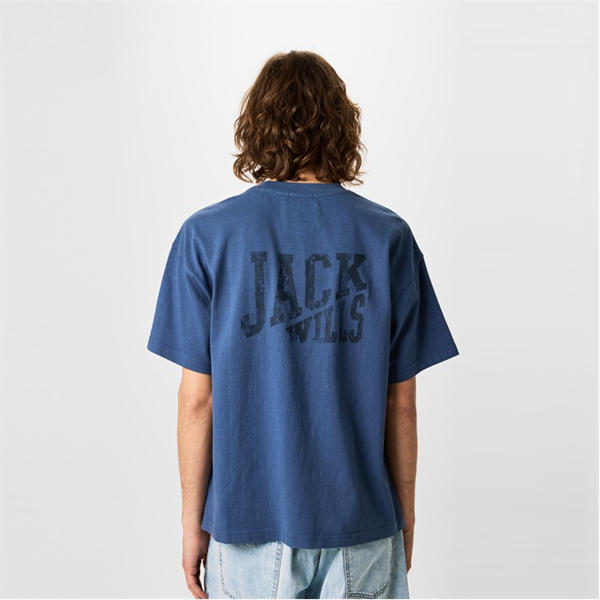 Jack Wills Stacked Logo T Shirt Vintage Indigo