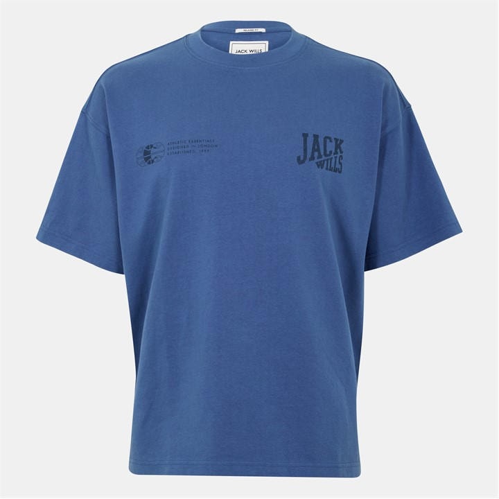 Jack Wills Stacked Logo T Shirt Vintage Indigo