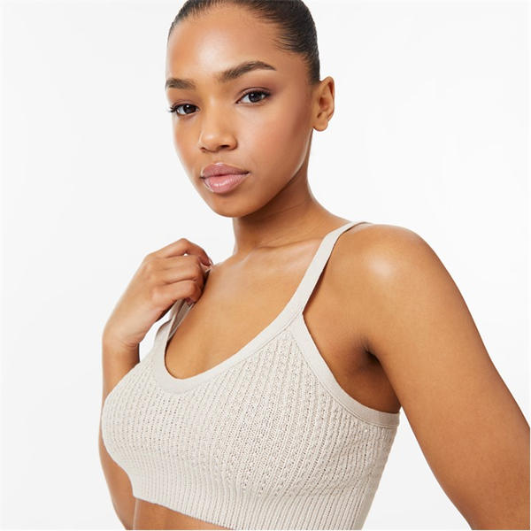Jack Wills Stitchy Knit Bralette Stone