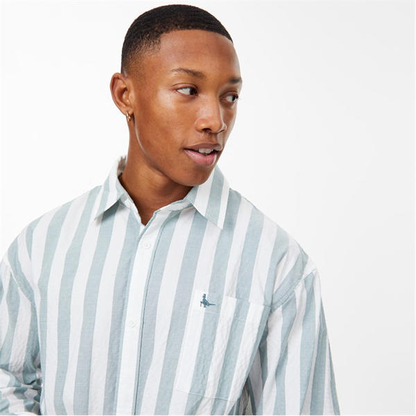 Jack Wills Stripe Long Sleeve Shirt White/Green