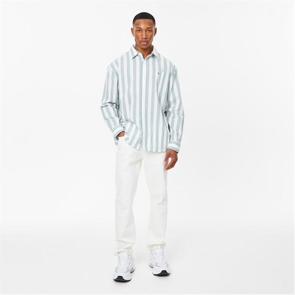 Jack Wills Stripe Long Sleeve Shirt White/Green