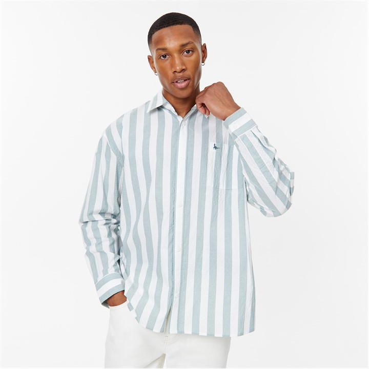 Jack Wills Stripe Long Sleeve Shirt White/Green