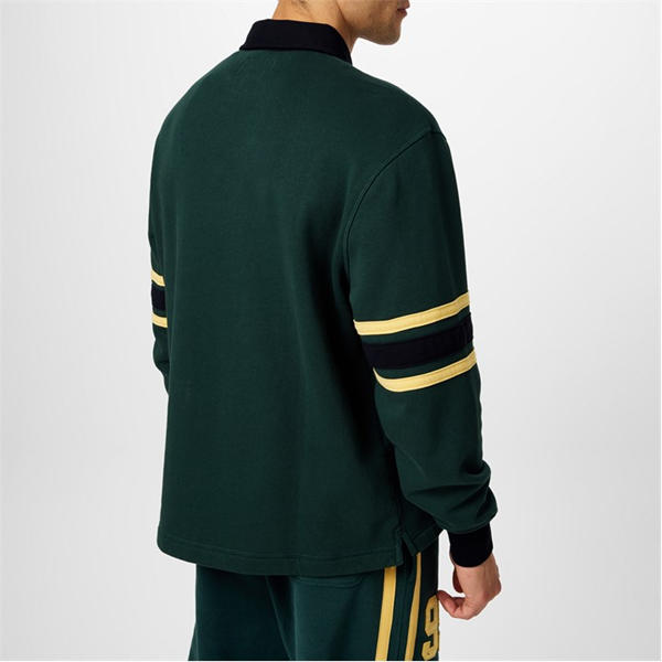 Jack Wills Stripe Rugby Sweatshirt Evergreen