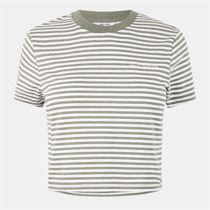 Jack Wills Striped Baby T Shirt White/Green