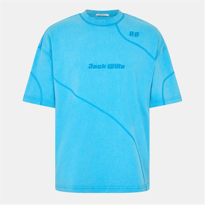 Jack Wills Sunbleach Cut & Sew T Shirt Cyan