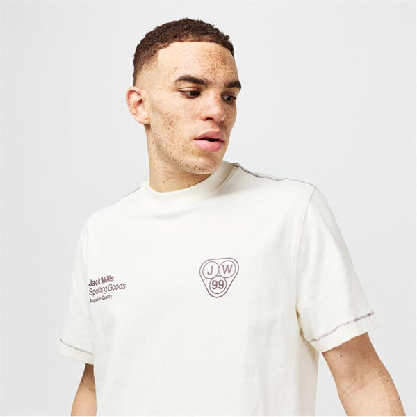 Jack Wills Superior T Shirt Mens Cream