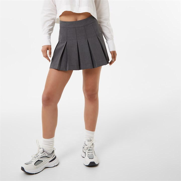 Jack Wills Tailored Pleated Mini Skirt Charcoal