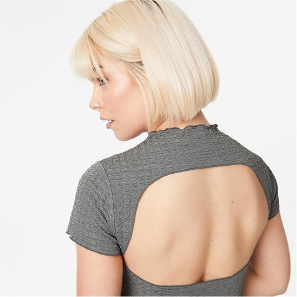 Jack Wills Textured Open Back Top Muted Khaki