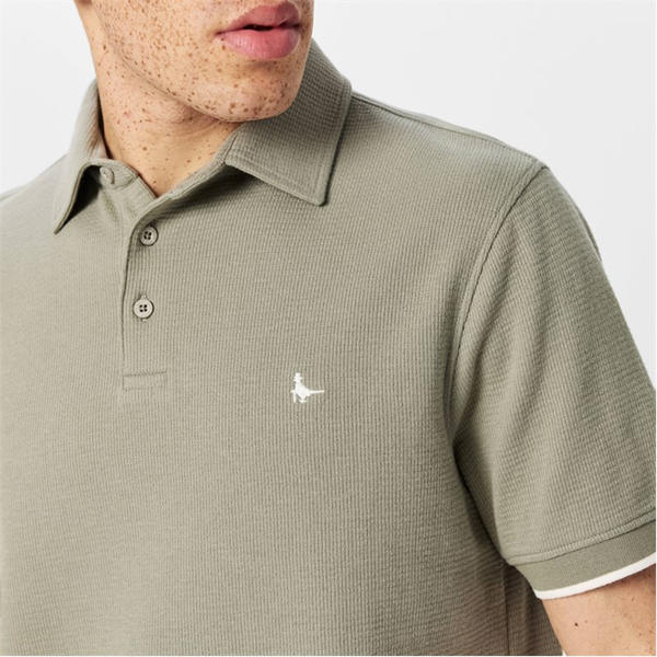 Jack Wills Textured Polo Shirt Silver Sage